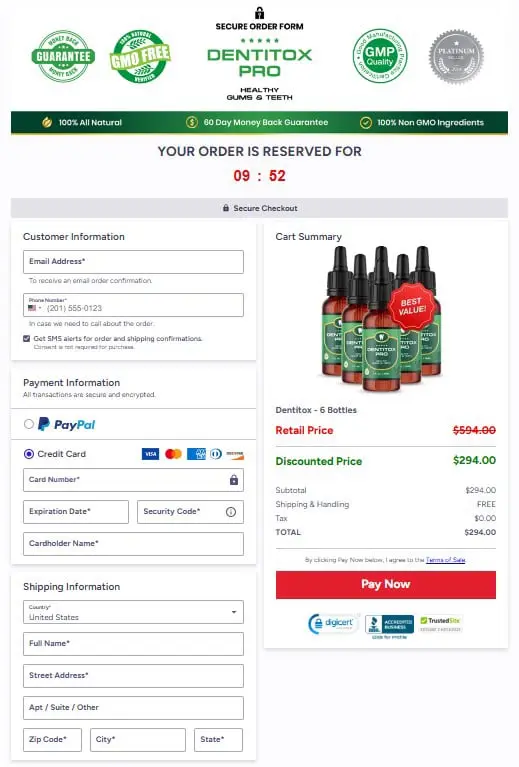 Dentitox Pro Checkout